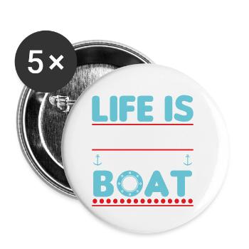 La vie est meilleure sur le bateau - Lot de 5 petits badges (25 mm) - blanc - Devant