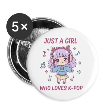 Einfach ein Mädchen, das K-Pop liebt, koreanische Musik süß - Buttons klein 25 mm (5er Pack) - Weiß - Vorne