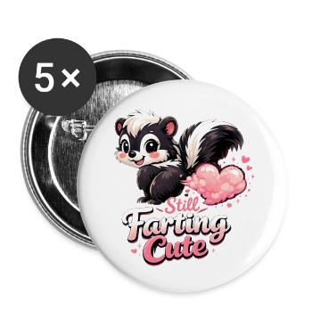 Still Farting Cute Stinktier Liebe Valentinstag  - Buttons klein 25 mm (5er Pack) - Weiß - Vorne