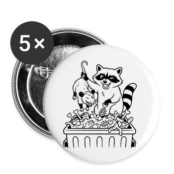 Raccoon Deluxe Dinner - Buttons small 1''/25 mm (5-pack) - white - Front