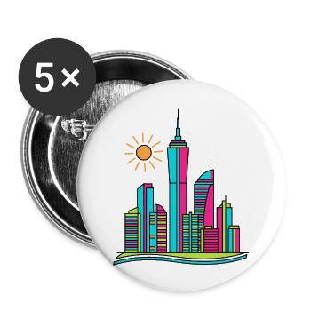 Lebendige abstrakte Stadtsilhouette Moderne farbenfrohe Kunst - Buttons klein 25 mm (5er Pack) - Weiß - Vorne