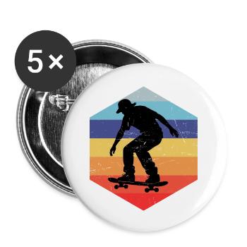 J’adore le motif cool du skateboard pour les skateurs - Lot de 5 petits badges (25 mm) - blanc - Devant