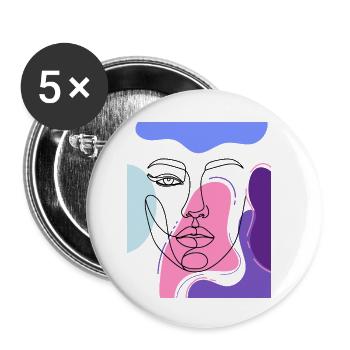 Abstract portrait in colored lines - Buttons small 1''/25 mm (5-pack) - white - Front