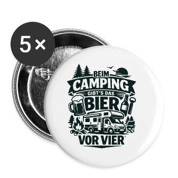 Bière avant quatre heures au camping - Lot de 5 petits badges (25 mm) - blanc - Devant