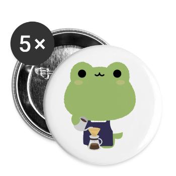Kawaii Frog Barista - Lot de 5 petits badges (25 mm) - blanc - Devant
