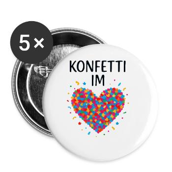 Karneval Konfetti Im Herzen Fastnacht Fasching  - Buttons klein 25 mm (5er Pack) - Weiß - Vorne