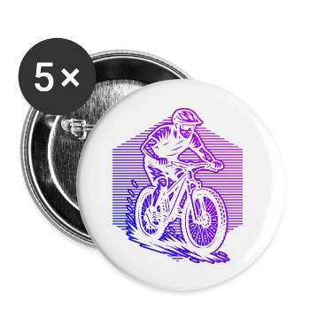 Lustiges Mountainbike Motiv - Buttons klein 25 mm (5er Pack) - Weiß - Vorne