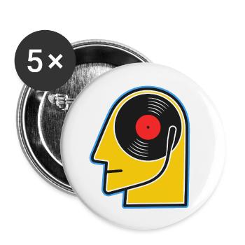 Portrait de tête de dessin animé d’album vinyle - Lot de 5 petits badges (25 mm) - blanc - Devant