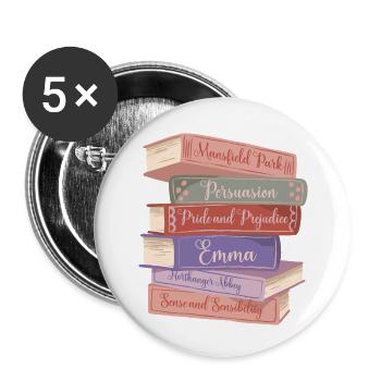 Jane Austen's Novels V - Buttons small 1''/25 mm (5-pack) - white - Front