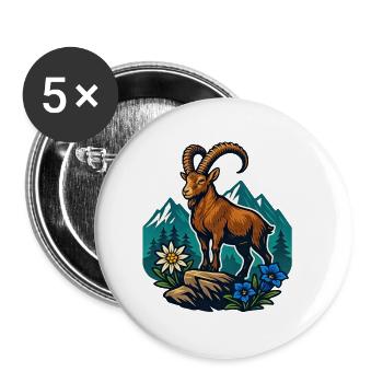 Ibex on mountain meadow - Buttons small 1''/25 mm (5-pack) - white - Front
