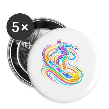 Snowboarder - Buttons klein 25 mm (5er Pack) - Weiß - Vorne