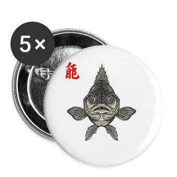 Zander Asian - Lot de 5 petits badges (25 mm) - blanc - Devant