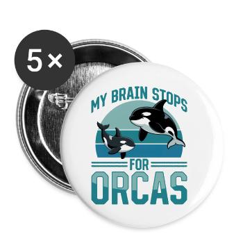 Orca drôle - Lot de 5 petits badges (25 mm) - blanc - Devant
