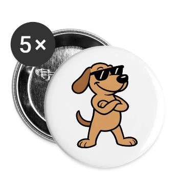 Sonnenbrillen-Dackel Charm - Buttons klein 25 mm (5er Pack) - Weiß - Vorne
