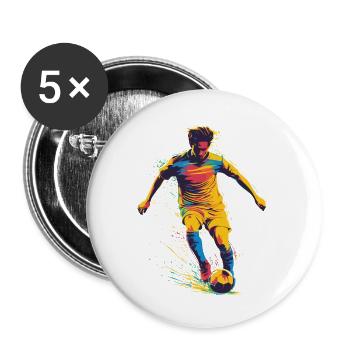  Farbenfroher Fußballheld - Buttons klein 25 mm (5er Pack) - Weiß - Vorne