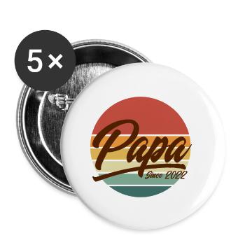 Papa Since 2022 Retro Vintage Sunset - Buttons klein 25 mm (5er Pack) - Weiß - Vorne