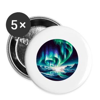 Polarlicht über Berglandschaft - Buttons klein 25 mm (5er Pack) - Weiß - Vorne