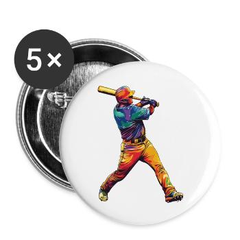 Baseballschlag - Buttons klein 25 mm (5er Pack) - Weiß - Vorne