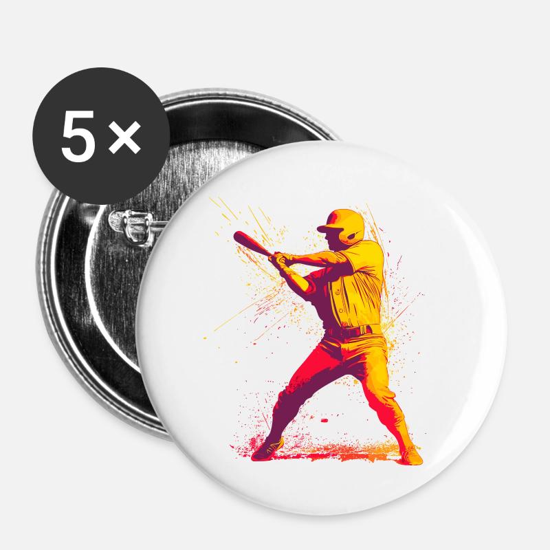 Baseball - Buttons small 1''/25 mm (5-pack) - white