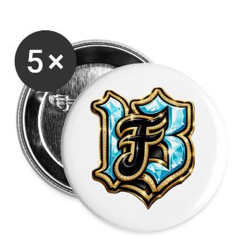 Edelstein-H Monogramm mit Glanzeffekt - Buttons klein 25 mm (5er Pack) - Weiß - Vorne