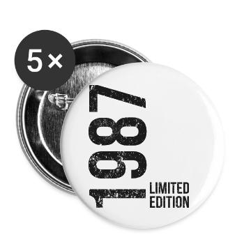 Jahrgang 1987 Vintage 39. Geburtstag  - Buttons klein 25 mm (5er Pack) - Weiß - Vorne