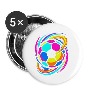 Fußball - Buttons klein 25 mm (5er Pack) - Weiß - Vorne