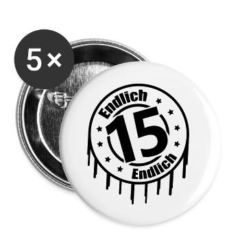 Endlich 15 - Buttons klein 25 mm (5er Pack) - Weiß - Vorne