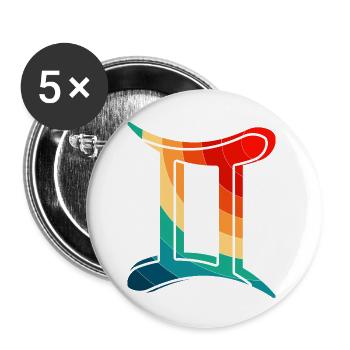 Gémeaux, signe zodique de l’horoscope et de l’astrologie - Lot de 5 petits badges (25 mm) - blanc - Devant
