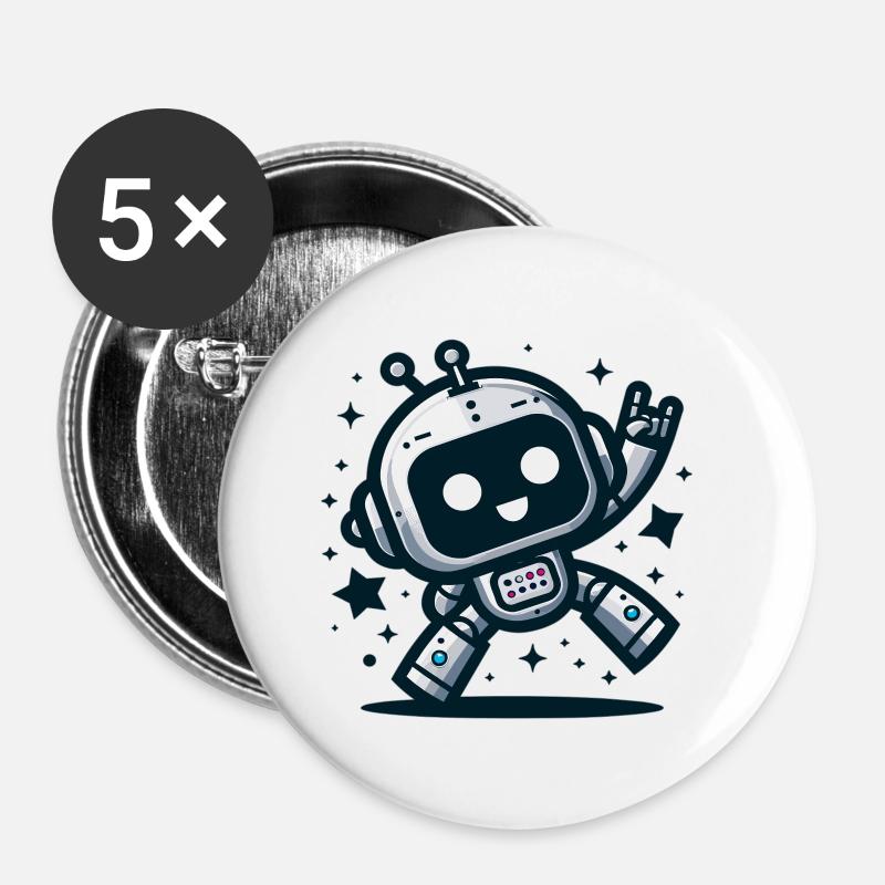 Robot dance in the stardust - Buttons small 1''/25 mm (5-pack) - white