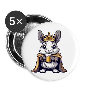 Le Roi de la Bière Lapin - Lot de 5 petits badges (25 mm) - blanc - Devant