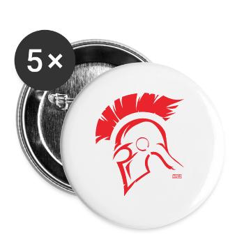 Roter Sparta Helm Silhouette - Buttons klein 25 mm (5er Pack) - Weiß - Vorne