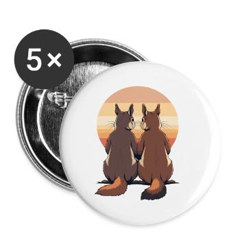 Deux lapins au coucher du soleil - Lot de 5 petits badges (25 mm) - blanc - Devant