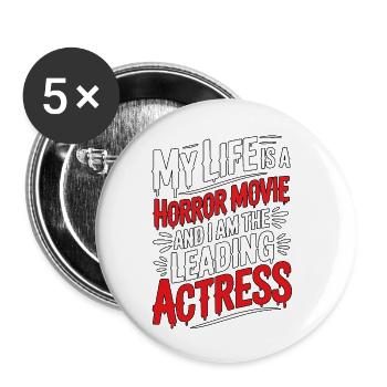 My Life Is A Horror Movie - Halloween - Buttons klein 25 mm (5er Pack) - Weiß - Vorne