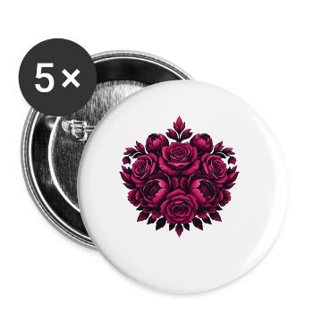 Mandala de fleurs roses - Lot de 5 petits badges (25 mm) - blanc - Devant