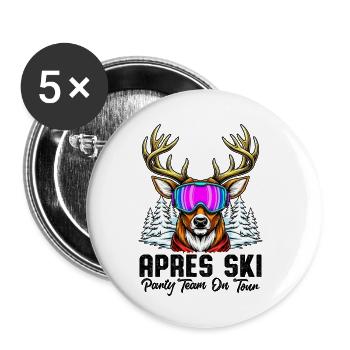 L'équipe d'Apres Ski Party en tournée - Lot de 5 petits badges (25 mm) - blanc - Devant