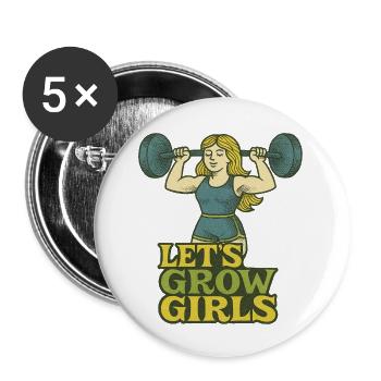 Haltérophilie des filles Faisons grandir - Lot de 5 petits badges (25 mm) - blanc - Devant