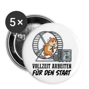 Working full-time for the state - Buttons small 1''/25 mm (5-pack) - white - Front