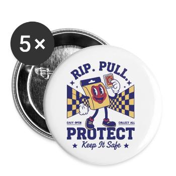 RIP PULL PROTECT Keep It Safe Trading Card - Buttons small 1''/25 mm (5-pack) - white - Front