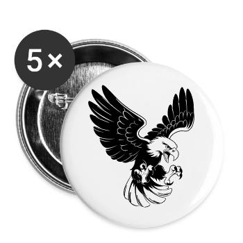 Aigle en attaque – style de tatouage - Lot de 5 petits badges (25 mm) - blanc - Devant