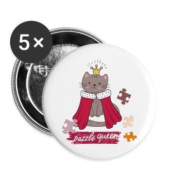 Puzzle Queen - Buttons small 1''/25 mm (5-pack) - white - Front