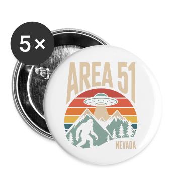 Area 51 Nevada UFO Retro Design - Buttons small 1''/25 mm (5-pack) - white - Front