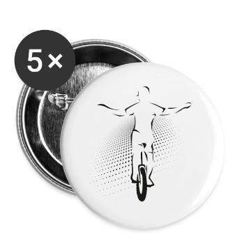 Unicycle | Descendance freestyle en monocycle - Lot de 5 petits badges (25 mm) - blanc - Devant