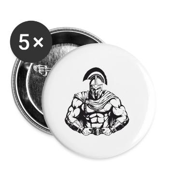 Spartaner Gladiator Bodybuilding - Buttons klein 25 mm (5er Pack) - Weiß - Vorne