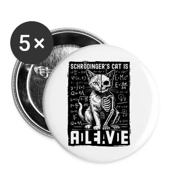 Schrödingers Cat Is Alive Dead - Buttons klein 25 mm (5er Pack) - Weiß - Vorne
