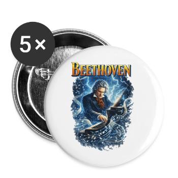 Beethoven Kraft: Electrifying Piano - Buttons small 1''/25 mm (5-pack) - white - Front