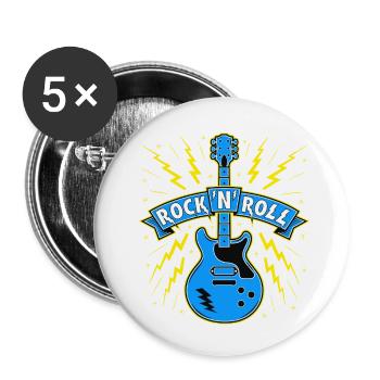 Rock 'n' Roll Gitarre - Buttons klein 25 mm (5er Pack) - Weiß - Vorne