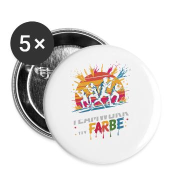 Travail d’équipe en peinture Équipe de peintre Artisan Varnisher - Lot de 5 petits badges (25 mm) - blanc - Devant
