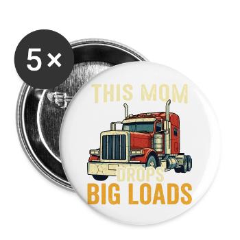 Mère camionneur Chauffeur de semi-remorque Maman - Lot de 5 petits badges (25 mm) - blanc - Devant