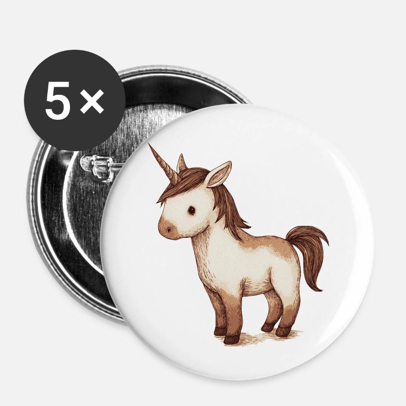 kleines süßes Einhorn - Buttons klein 25 mm (5er Pack) - Weiß