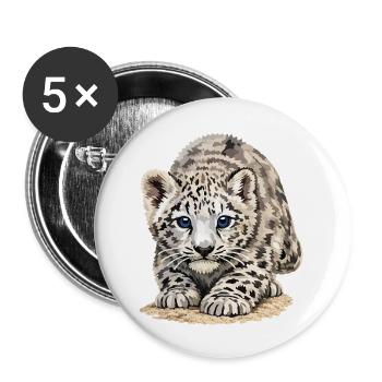 Sia Snow Leopard - Buttons small 1''/25 mm (5-pack) - white - Front